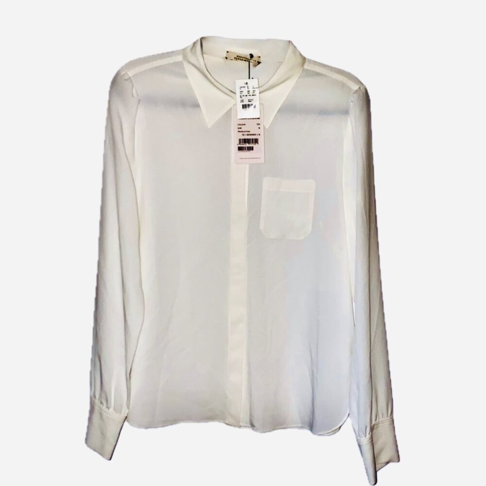 Dorothee Schumacher Modern Flow Blouse Womens White US Sz 10 NWT $480 - Picture 2 of 14